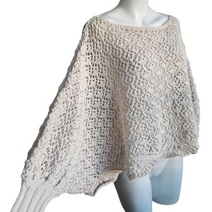 Jessica Simpson Womens Oversized Cropped Crocheted Sweater Sz Med Boho Cottage